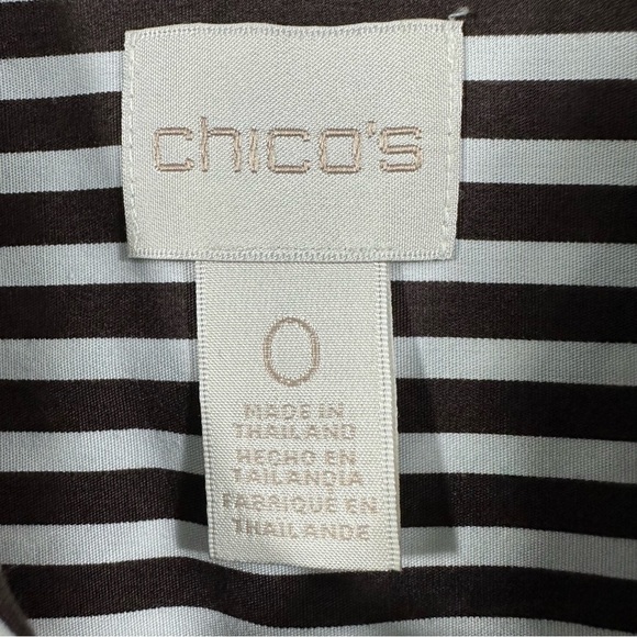 Chico’s Brown White Zebra Print 3/4 Sleeve Blouse, Size 0 - Picture 10 of 14